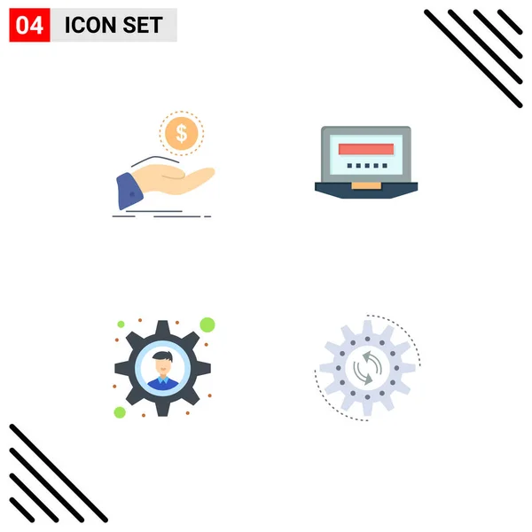 Pictogram Set Simple Flat Icons Help Brainstorming Financial Computer Business — 스톡 벡터