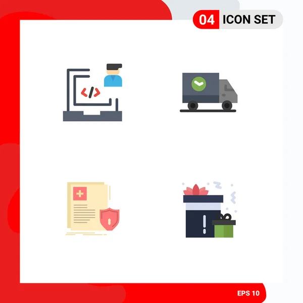 Stock Vector Icon Pack Líneas Símbolos Para Codificación Camión Portátil — Vector de stock