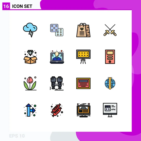 Set Modern Icons Sysymbols Signs Conference Jewel Shop Gem Sport — Vector de stock