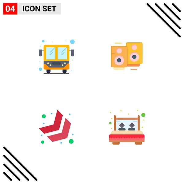 Set Vector Flat Icons Grid Bus Right Love Wedding Specker — Vector de stock