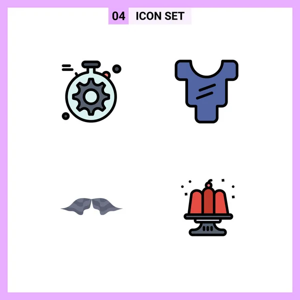 Pictogram Set Simple Filledline Flat Colors Server Male Baby Moustache — 스톡 벡터