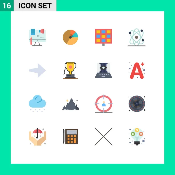 Pictogram Set Simple Flat Colors Science Atom Diagram Construction Panel — Stockový vektor