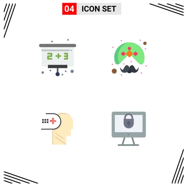 Pack Creative Flat Icons Back School Mental Indian Turban Mind — Stock Vector