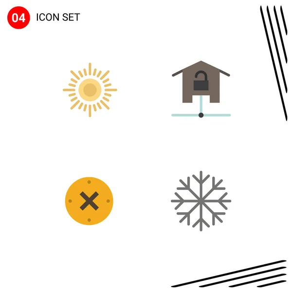 Editable Vector Line Pack Simple Flat Icons Sun Cross Devices — Vector de stock