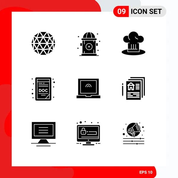 Set Modern Icons Símbolos Sinais Para Blueprint Laptop Chef Arquivo — Vetor de Stock