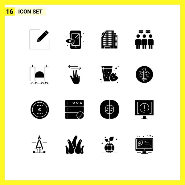 User Interface Pack Mit Basic Solid Glyphen Für Gesten Industrie — Stockvektor