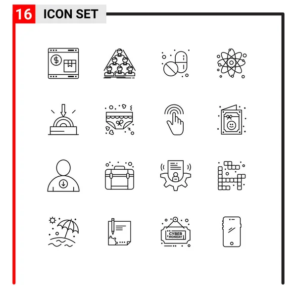 Universal Icon Symbols Gruppe Von Modernen Umrissen Von Unternehmen Molekülen — Stockvektor