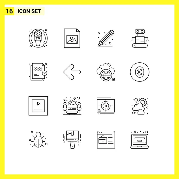 Groupe Contours Signes Symboles Pour Sécurité Fichier Règle Nier Robot — Image vectorielle
