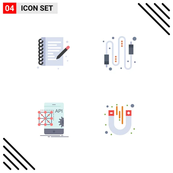 Pack Creative Flat Icons Hobbies Api Note Book Computer Coding — Stock Vector