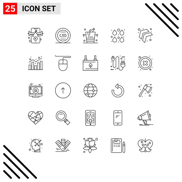 Set Modern Icons Sysymbols Signs Arrow Edit Bucket Drops Color — Vector de stock