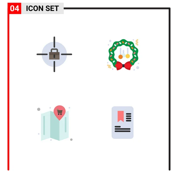 Flat Icon Pack Universal Σύμβολα Στόχου Τοποθεσία Χριστούγεννα Χειμώνα Κινητό — Διανυσματικό Αρχείο