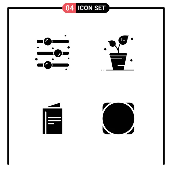 Set Commercial Solid Glyphs Pack Design Element Card Toggle Switch — Vector de stock