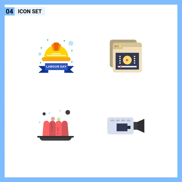 Universal Flat Icon Signs Symbole Für Kappe Lernen Helm Kuchen — Stockvektor