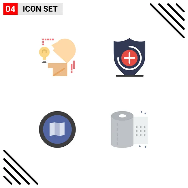 Pictogram Set Simple Flat Icons Marketing Map Bulb Shield Maps — 스톡 벡터