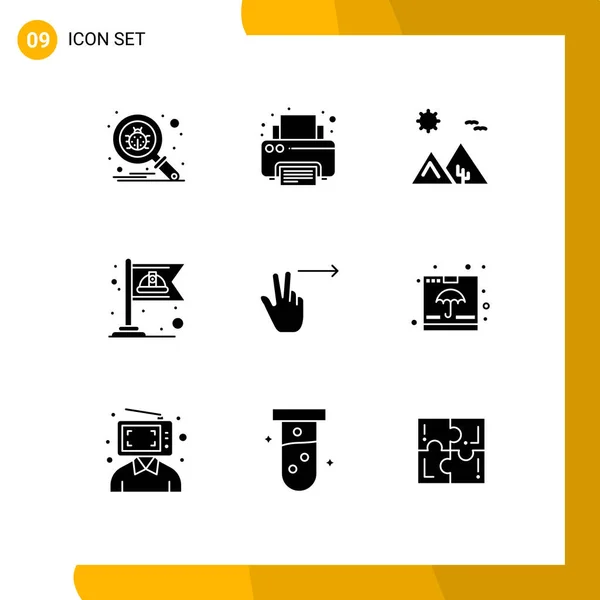 Conjunto Icones Modernos Símbolos Sinais Para Dedos Trabalho Arábia Bandeira — Vetor de Stock