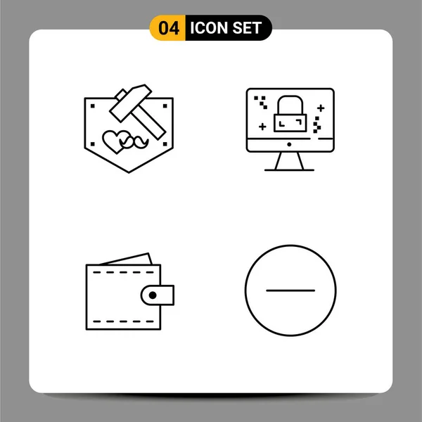 Set Modern Ikonok Szimbólumok Jelek Nap Pénzügy Bajusz Képernyő Felhasználó — Stock Vector