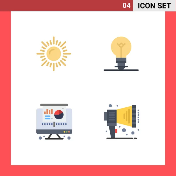 아이콘 Modern Flat Icons Set Landscape Announce Bulb Computer Speaker — 스톡 벡터