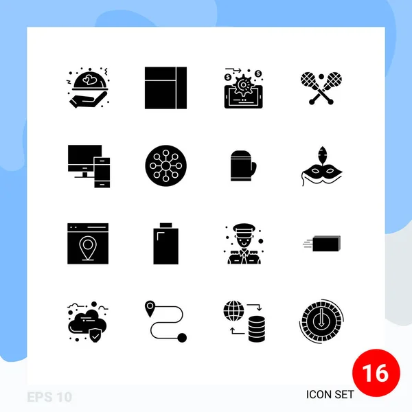 Set Modern Icons Sysymbols Signs Phone Mac Online Evaluation Devices — Vector de stock
