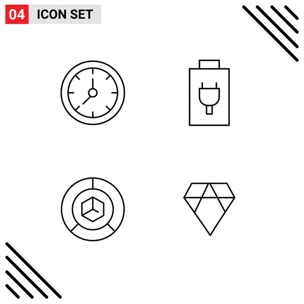 Universal Icon Symbols Group Modern Filledline Flat Colors Clock Graph — Stock Vector