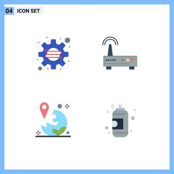 Set Commercial Flat Icons Pack Business Location Startup Signal Marker — Vector de stock