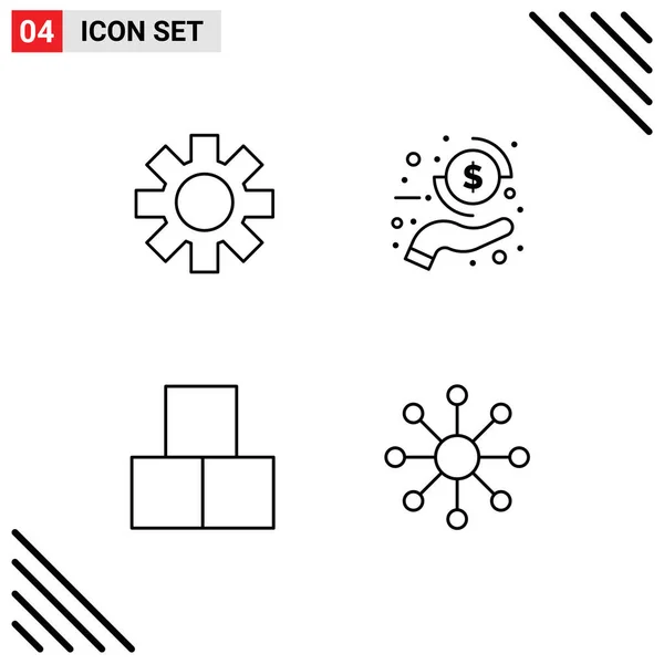 Creative Icons Modern Signs Sysymbols Setting Constructor Coin Payment Network — Archivo Imágenes Vectoriales