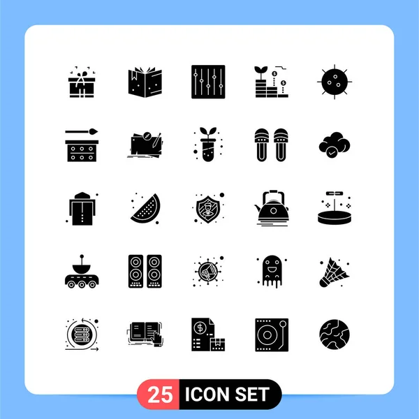 用于实验 生物学 可编辑投资向量设计元素的25行符号和符号的库存向量Icon包 — 图库矢量图片