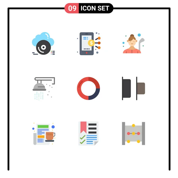 Universal Icon Symbols Group Cores Planas Modernas Chuveiro Encanador Compartilhar — Vetor de Stock
