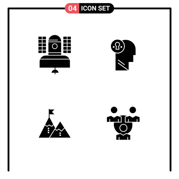 Interface Utilisateur Glyphe Solide Pack Signes Symboles Modernes Satellite Penser — Image vectorielle