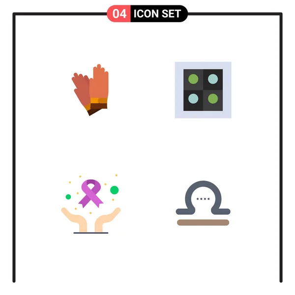 Universal Flat Icons Set Web Mobile Applications Luvas Dia Câncer — Vetor de Stock