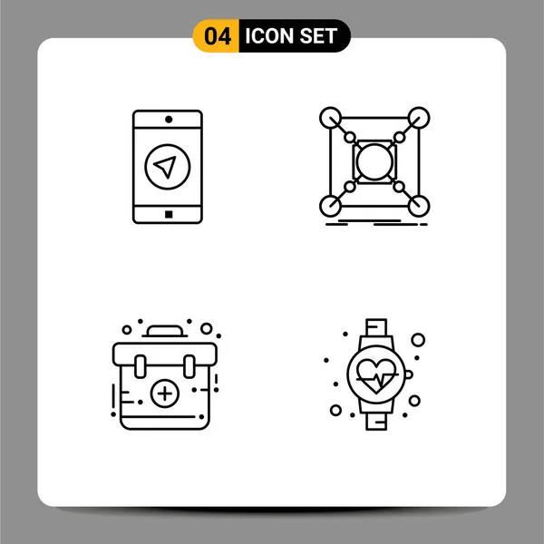 Ensemble Couleurs Plates Filledline Modernes Pour Application Aide Pontier Connexion — Image vectorielle