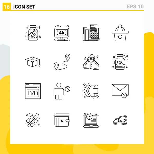 Set Modern Icons Sysymbols Signs Education Speech Fax Presentation Communication — Vector de stock