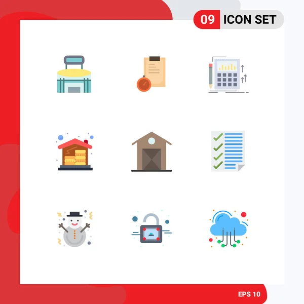 Conjunto Icones Modernos Símbolos Sinais Para Dinheiro Hipoteca Doméstica Tempo — Vetor de Stock
