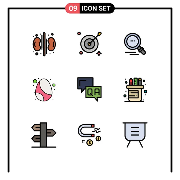 Icônes Créatives Signes Modernes Symboles Information Communication Recherche Réponse Oeuf — Image vectorielle