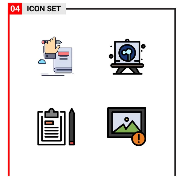 Conjunto Icones Modernos Símbolos Sinais Para Educação Área Transferência Progresso — Vetor de Stock