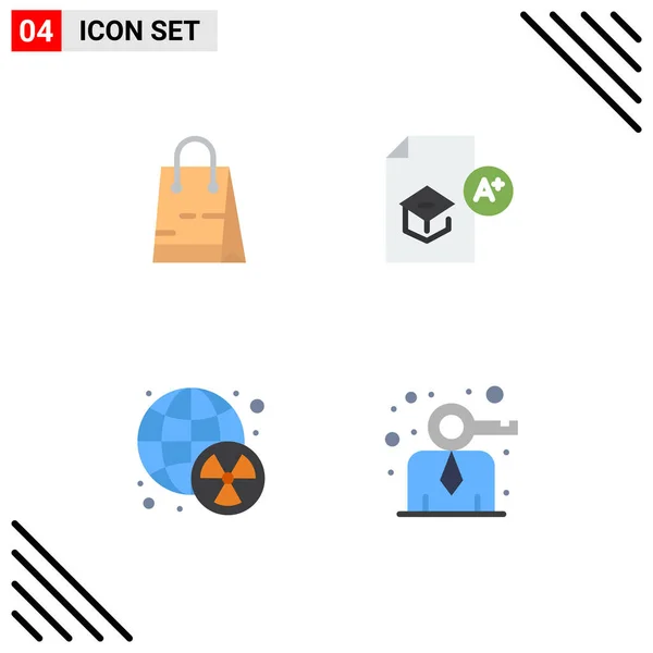 Universal Flat Icon Signs Symbols Bag Nuclear Shop Knowledge Waste — Stock Vector