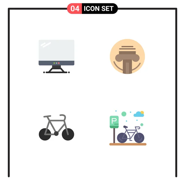 Set Modern Icons Tanda Tanda Untuk Komputer Sepeda Imac Type - Stok Vektor