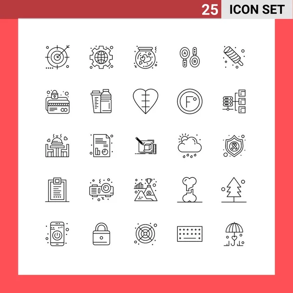 Modern Set Lines Pictograph Sign Research Globe Box Love Editable — Archivo Imágenes Vectoriales