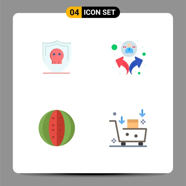 Flat Icon Concepto Para Websites Móvil Apps Escudo Fruta Llanura — Vector de stock