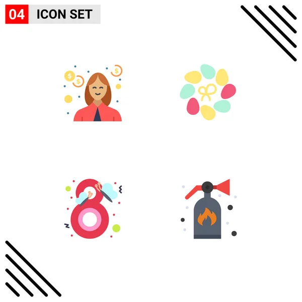 Modern Set Flat Icons Pictograph Debt Beauty Money Easter Butterfly — Stock Vector