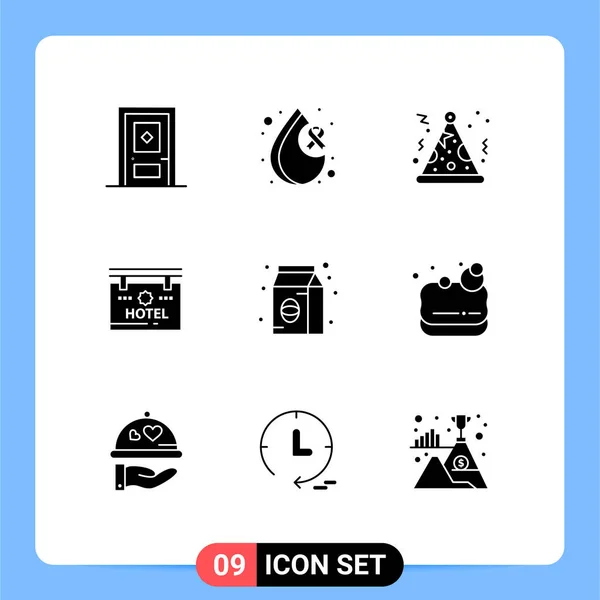 Set Modern Icons Sysymbols Signs Food Bean Hat Location Sign — Vector de stock