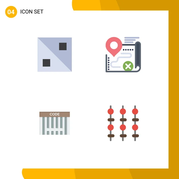 ウェブサイトのための4フラットアイコンの概念モバイルとアプリのクロス バーコード 閉じる ショッピング編集可能なベクトルデザイン要素 — ストックベクタ