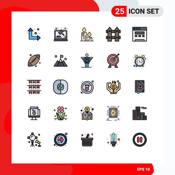 Universal Icon Symbols Gruppe Von Modernen Gefüllten Linien Flache Farben — Stockvektor