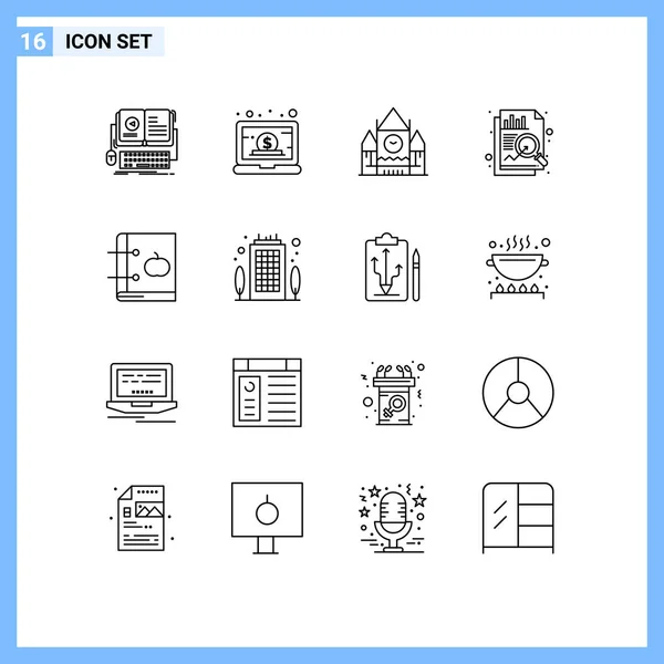 Universal Icon Symbols Group Modern Outlines Apple Chart Management Analysis — Vettoriale Stock
