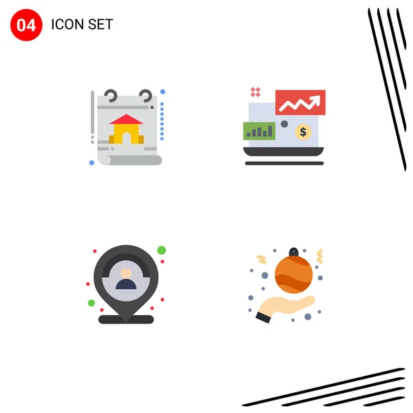 Pictogram Set Simple Flat Icons Calendar Location Real Estate Investment — 스톡 벡터