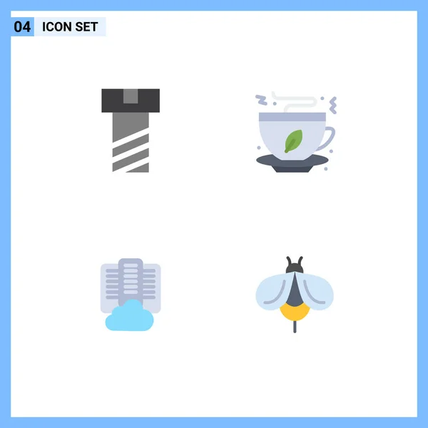 User Interface Pack Basic Flat Icons Bolt Server Coffee Cloud — Vector de stock