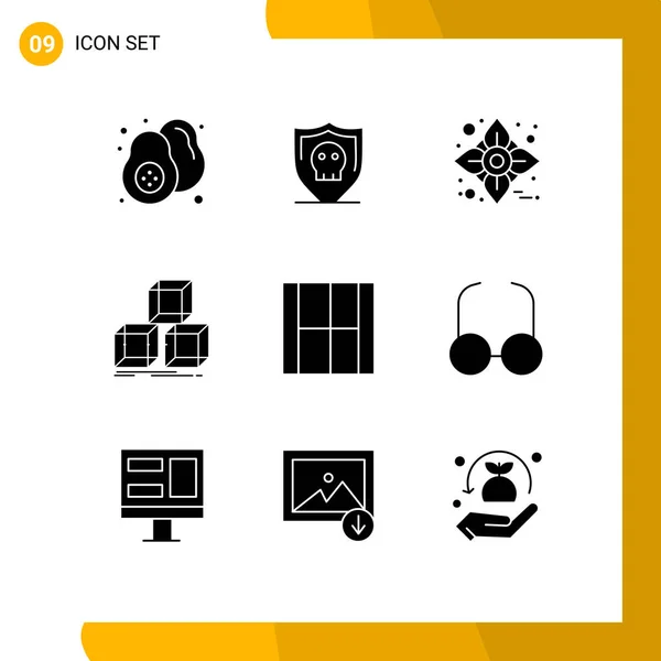 Interface Utilisateur Glyphe Solide Pack Signes Symboles Modernes Conception Boîte — Image vectorielle