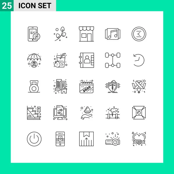 Creative Icons Modern Jelek Szimbólumok Nyíl Dal Kioszk Zene Album — Stock Vector