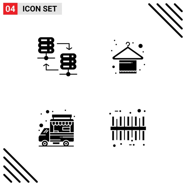 Universal Solid Glyphs Set Web Mobile Applications Server Shop Share — Stock Vector