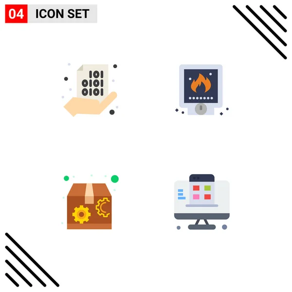 Mobile Interface Flat Icon Set Van Pictogrammen Van Code Brand — Stockvector