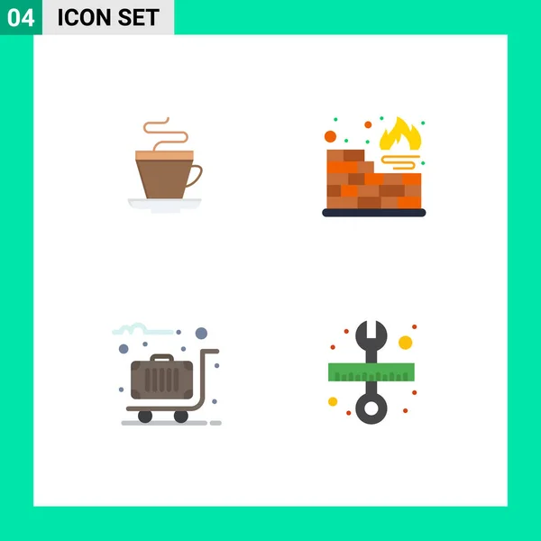 Thematic Vector Flat Icons Editable Sysymbols Tea Travel Indian Protection — Vector de stock